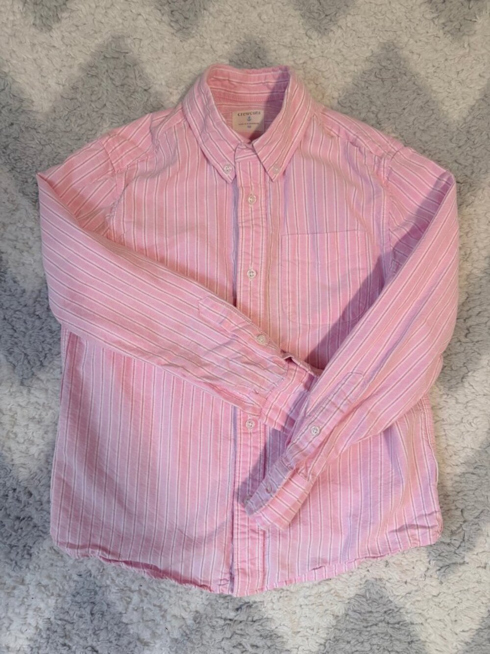 Crewcuts J.Crew Boys Pink Striped Button-Down Shirt Size 10